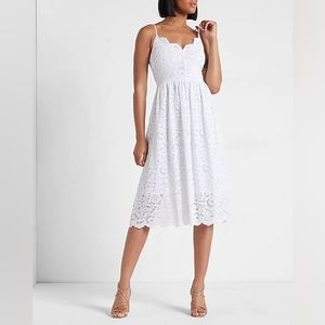 Express White Lace Midi Dress, Size M, NWT Bridal